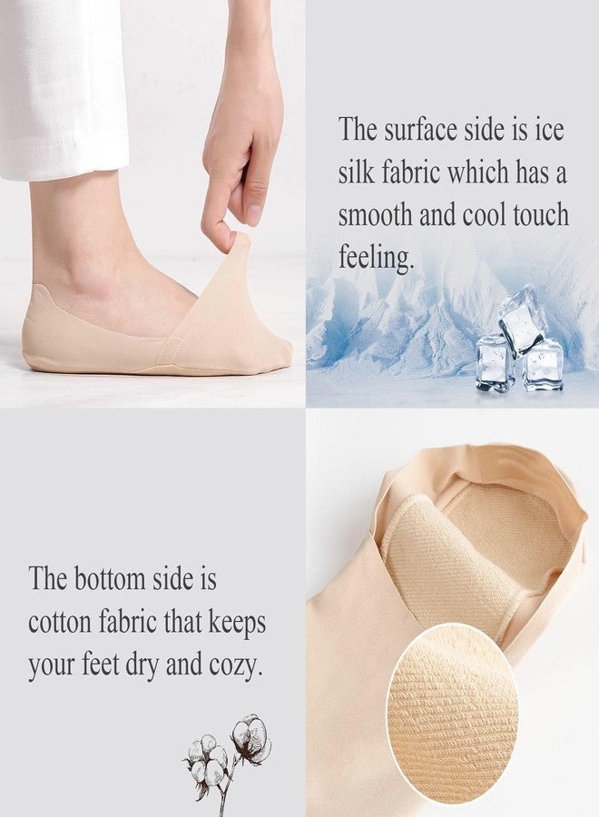 floconssy No Show Socks Womens Nylon Non Slip Low Cut Invisible Liner Footies Thin Silk Socks for Flats Loafers Lightweight 6 Pairs Black Nude Size 5-8 - Image 4